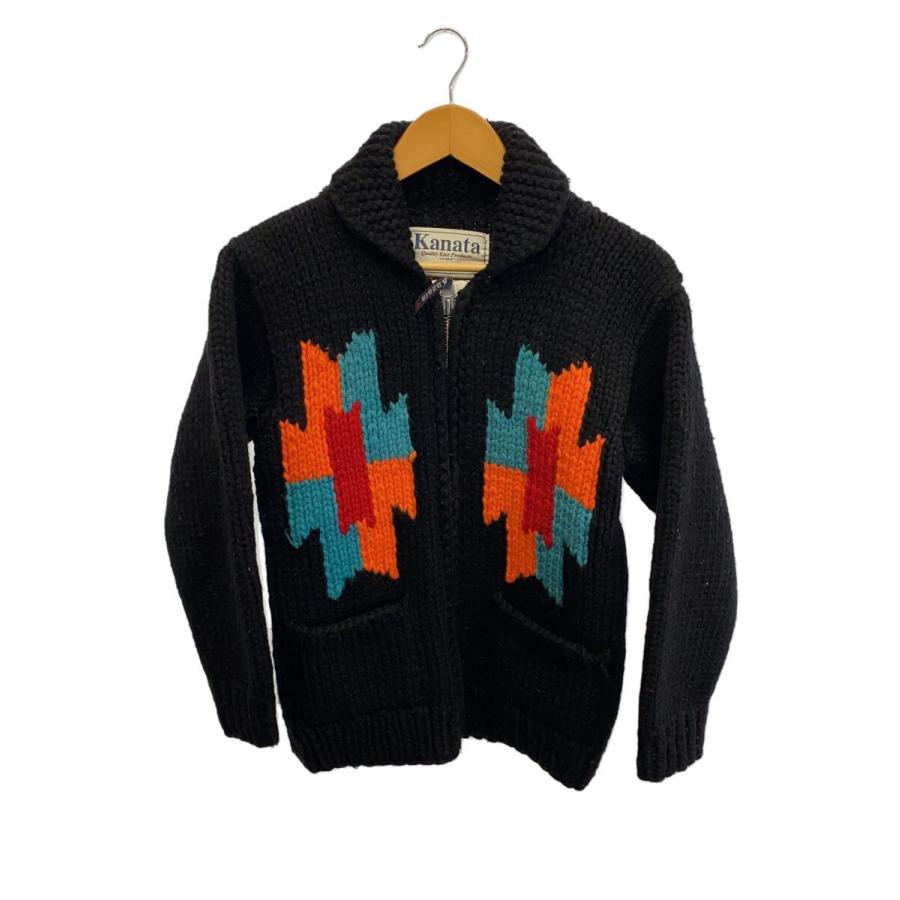 Kanata カウチン ニット セーター カーディガン ウール 無地 ブラック KANATA◇カウチン/カーディガン(厚手)/--/ウール/BLK/無地 : セカンド