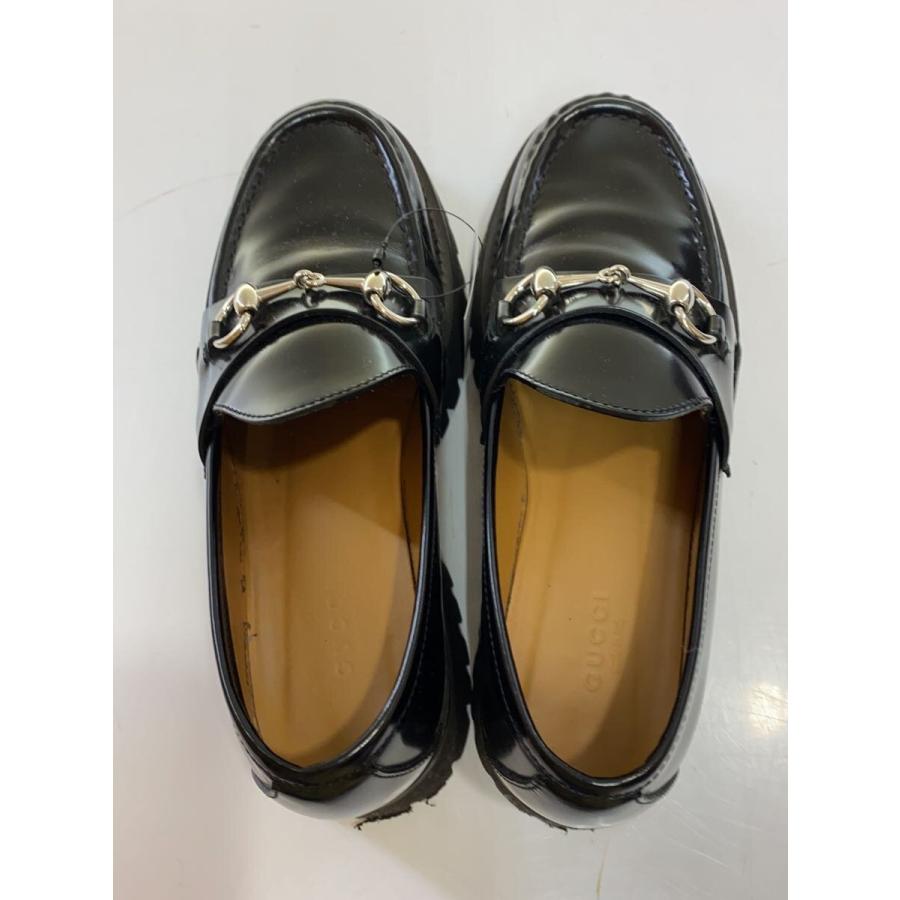 GUCCI◇ホースビット付 ウィメンズ ローファー/37.5/ブラック/レザー