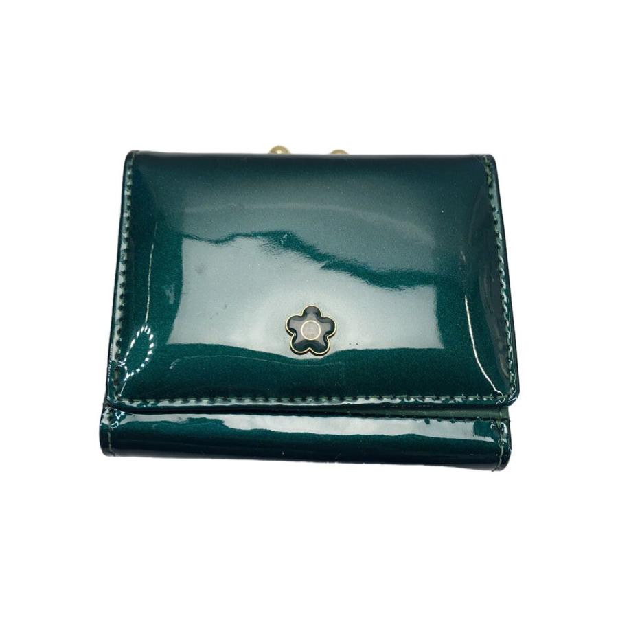 MARY QUANT◇がま口/3つ折り財布/エナメル/GRN/レディース MARY QUANT◇がま口/3つ折り財布/エナメル/GRN/レディース