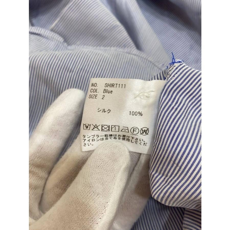 HEUGN◇ALF SILK STRIPED SHIRT/長袖シャツ/2/シルク/ブルー/SHIRT111