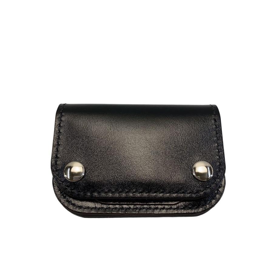 ストラップ付/トラッカーウォレット/2つ折り財布/レザー/BLK/無地