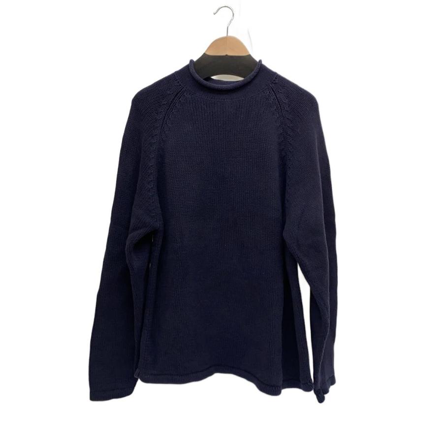 j.crew ロールネックセーター　ニット　総柄　XL J.CREW◇00s/ロールネックニット・セーター(厚手)/L/コットン/NVY