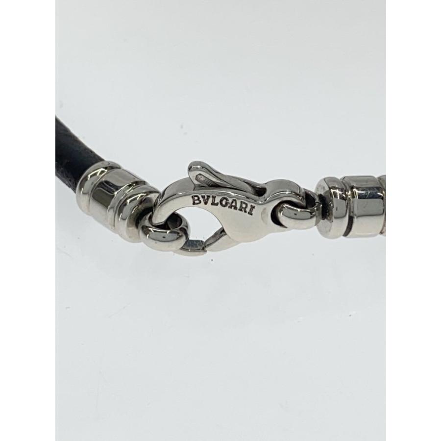 BVLGARI◆チョーカー/ネックレス/レザー/ブラック/トップ無/メンズ