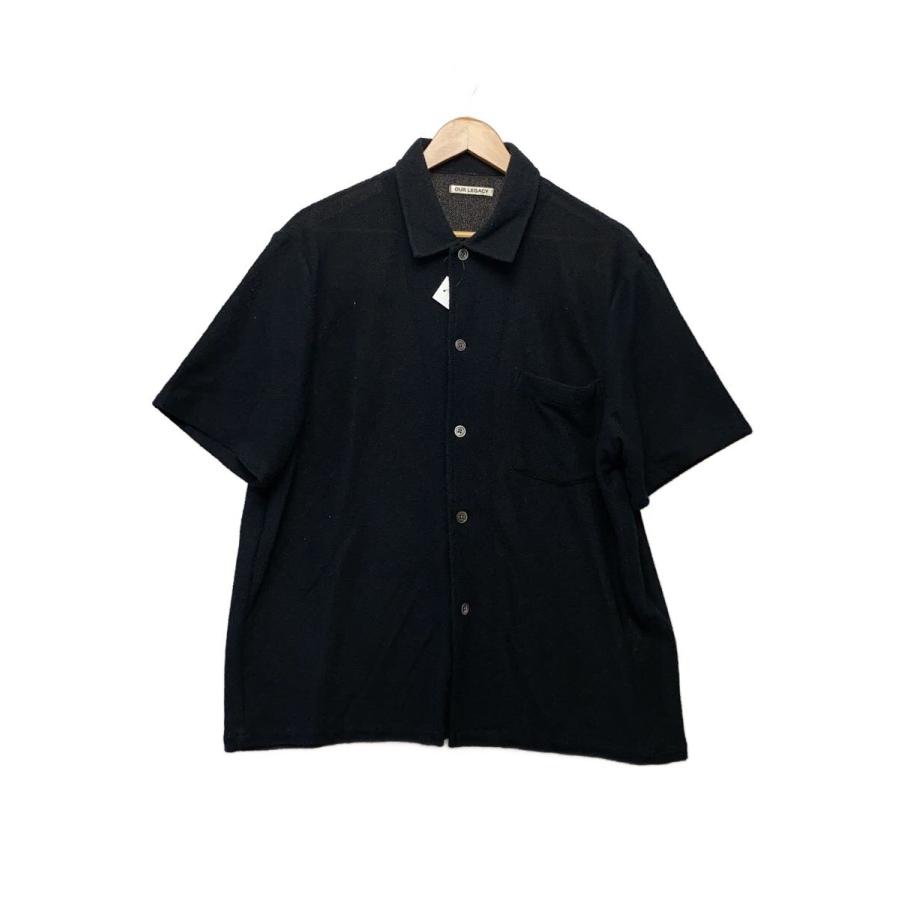 OUR LEGACY◇Box Shirt Short Sleeve/半袖シャツ/48/ポリエステル/BLK