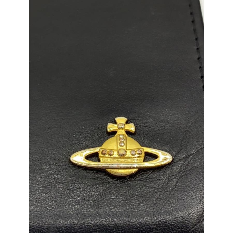 Vivienne Westwood◇オーブ/がま口/長財布/レザー/BLK/無地/レディース