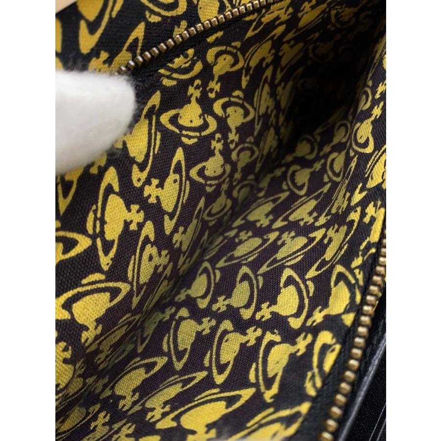極美品★Vivienne Westwood フローラル がま口 長財布 オーブ Vivienne Westwood◇オーブ/がま口/長財布/レザー/BLK/無地/レディース