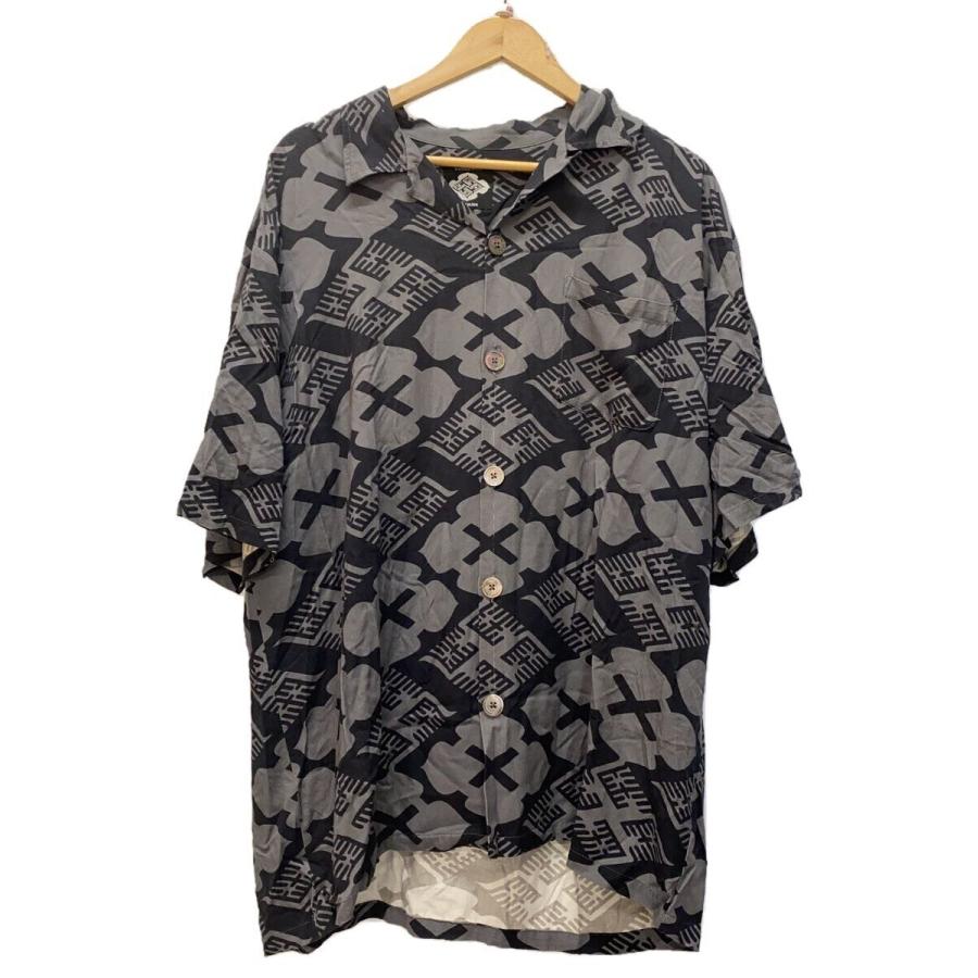 BUDSPOOL◇半袖シャツ/XL/レーヨン/ブラック/総柄/GAKKIN × BUDSPOOL