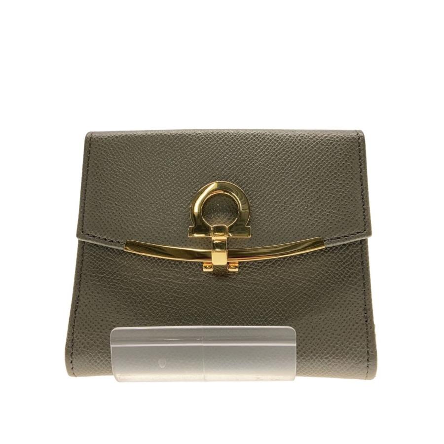フェラガモ 二つ折り財布 グレー Salvatore Ferragamo◇2つ折り財布/レザー/グレー/レディース/DP