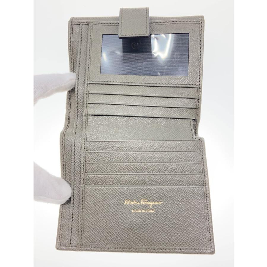 Salvatore Ferragamo◇2つ折り財布/レザー/グレー/レディース/DP