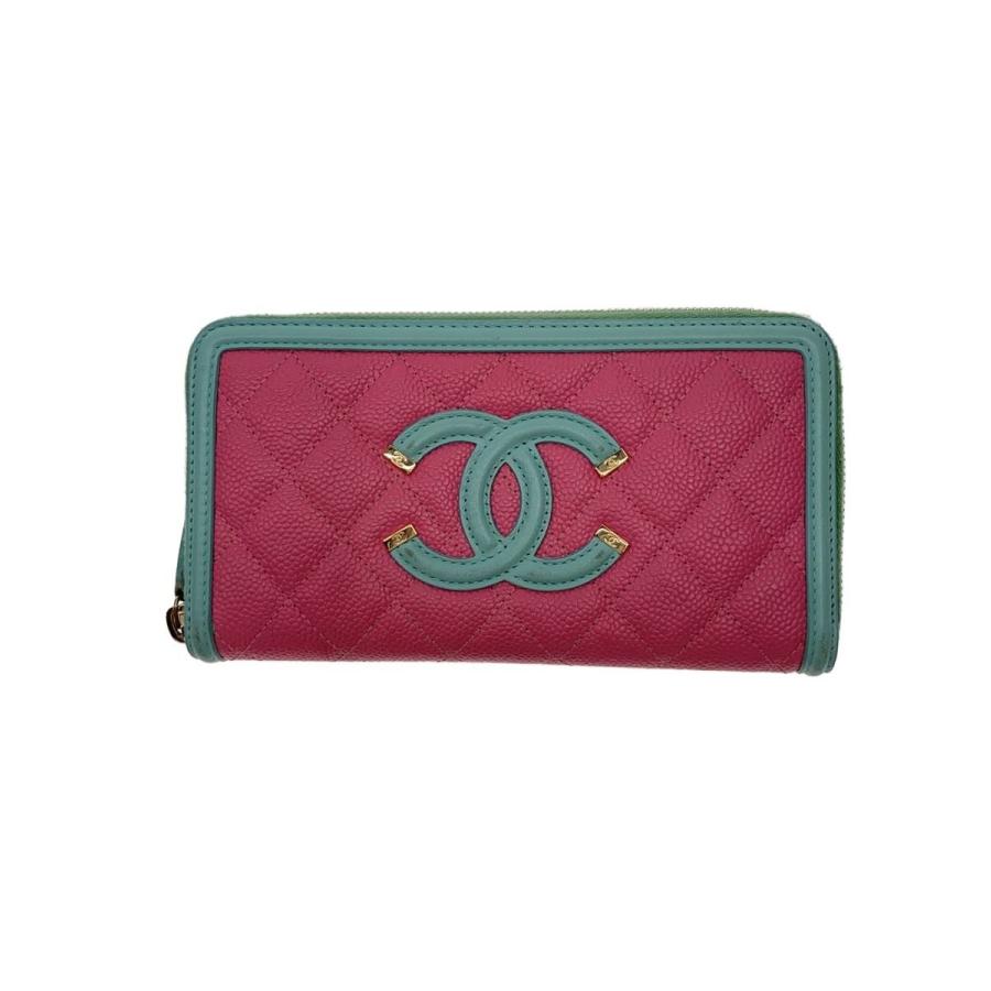 CHANEL◇長財布/レザー/CCフィリグリー/キャビアスキン