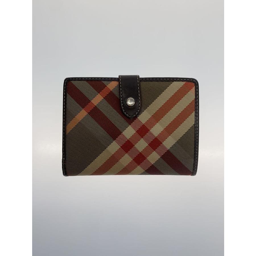 美品 Burberry二つ折り財布 ブラウン チェック BURBERRY 二つ折り財布 ブラウン チェック柄