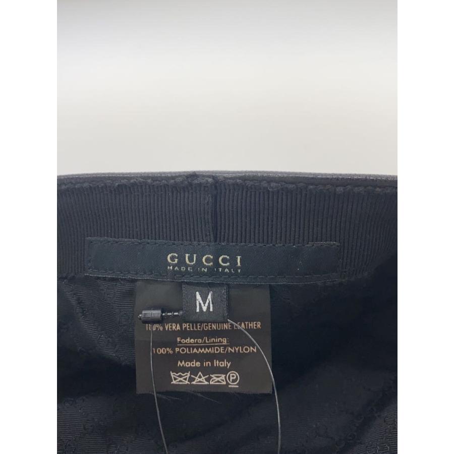 GUCCI◇ハンチング/M/レザー/BLK/無地/メンズ : セカンド