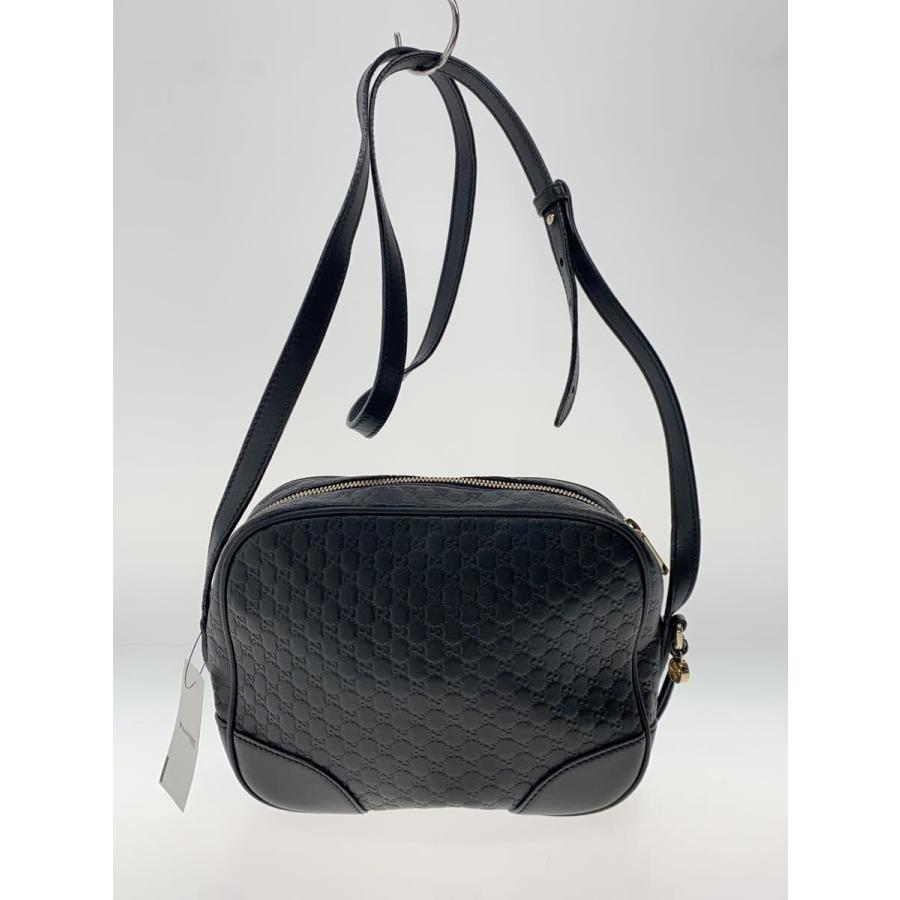 GUCCI◇ショルダーバッグ_マイクログッチシマ/レザー/BLK/総柄/斜め