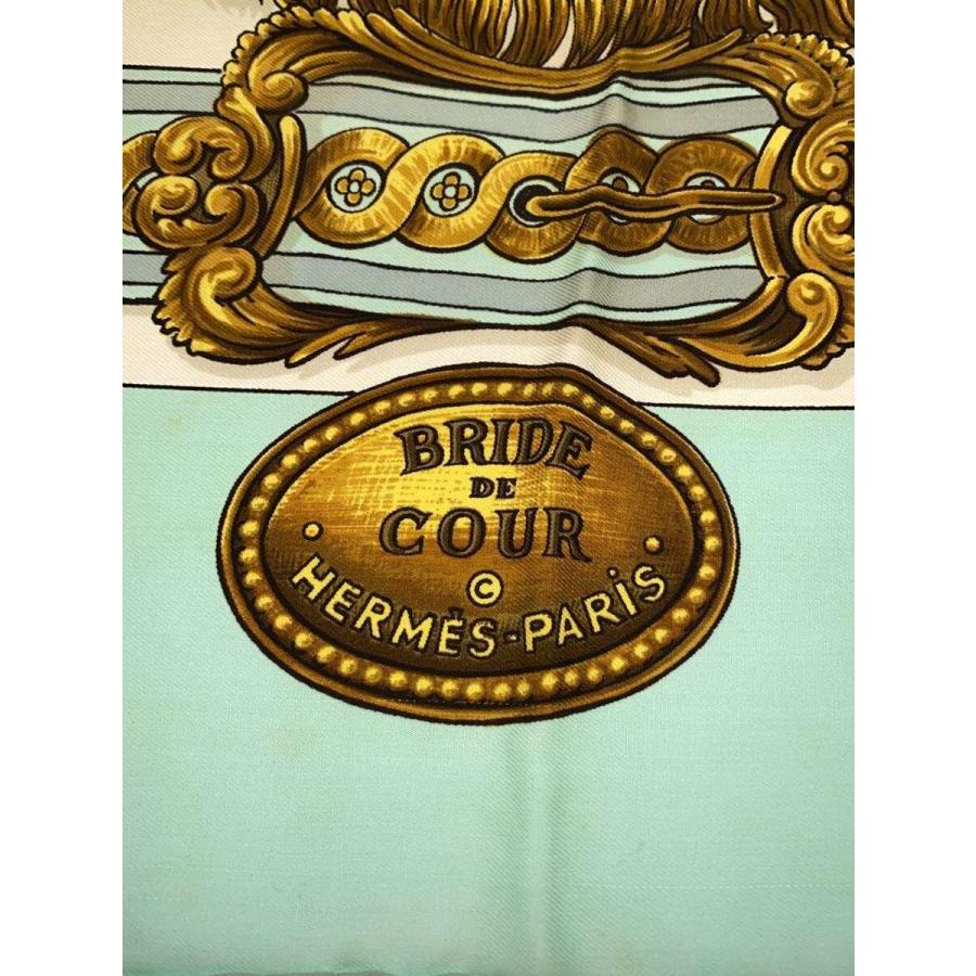 HERMES カレ90 BRIDE DE COUR（法廷の勅）シルク　大判　柄 HERMES◇スカーフ/シルク/BLU/総柄/レディース/カレ90/BRIDE de COUR
