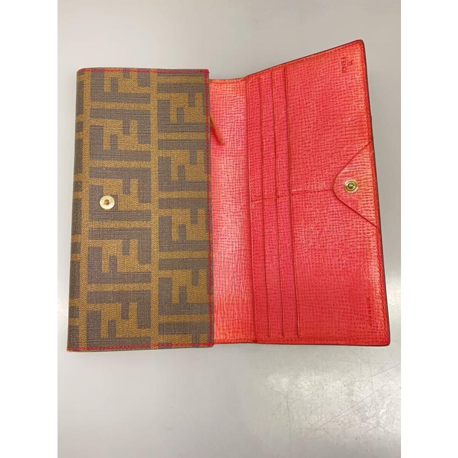 FENDI◇長財布/PVC/BRW/レディース/ズッカ柄/フラップ/FF