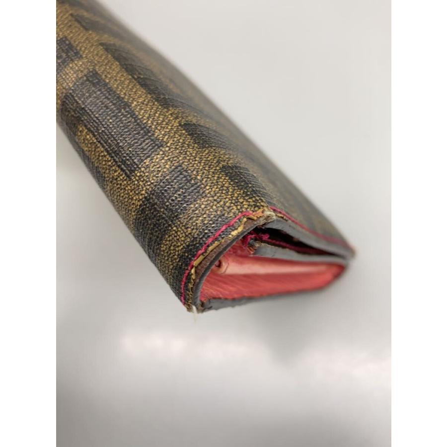 FENDI◇長財布/PVC/BRW/レディース/ズッカ柄/フラップ/FF