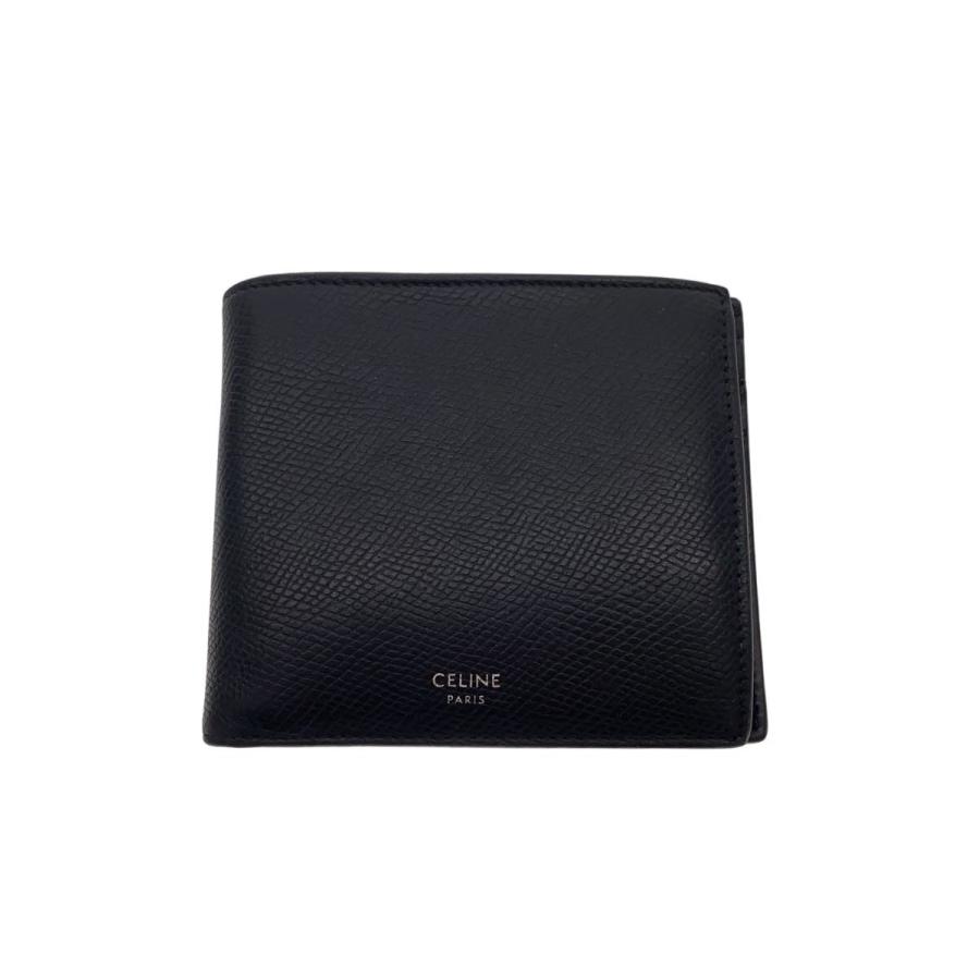 CÉLINE 黒 レザー 二つ折り財布 CELINE◇2つ折り財布/レザー/BLK/メンズ : セカンドストリートYahoo!店