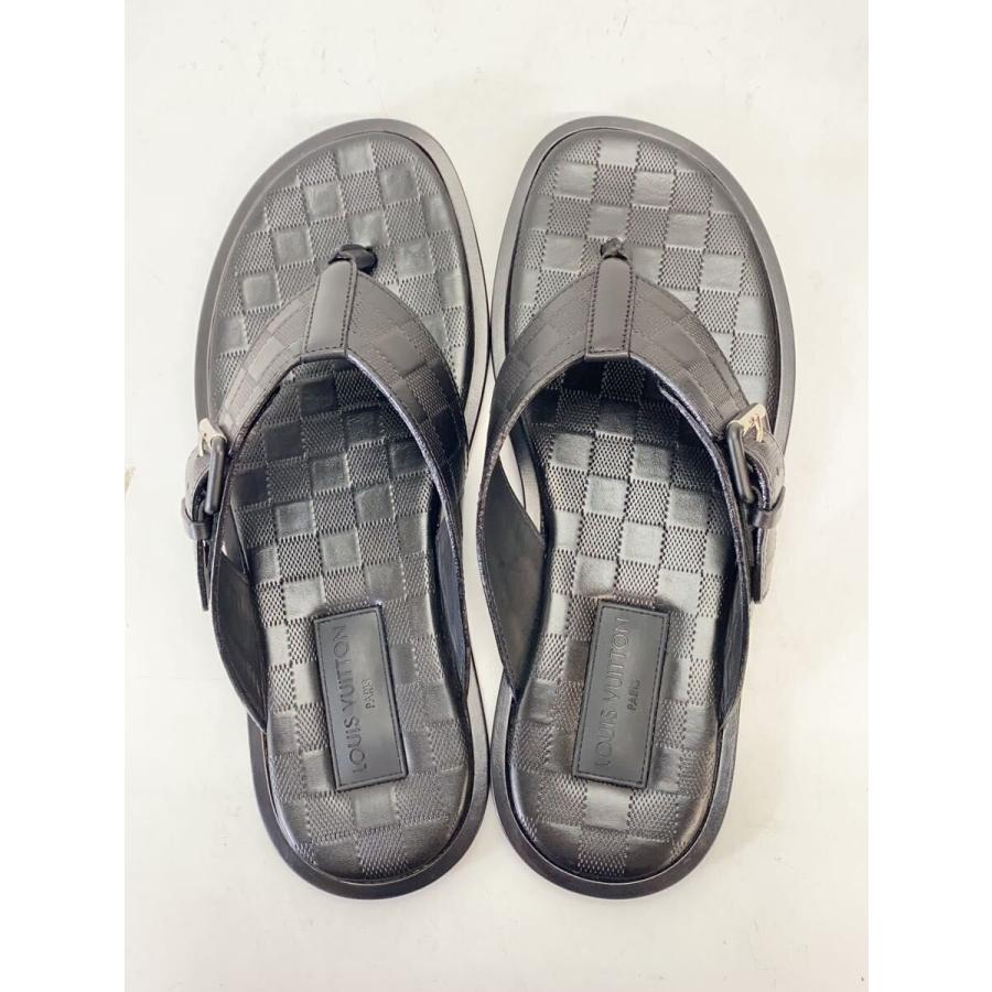 LOUIS VUITTON◇ダミエレザーサンダル/UK8/BLK/レザー/FD0173