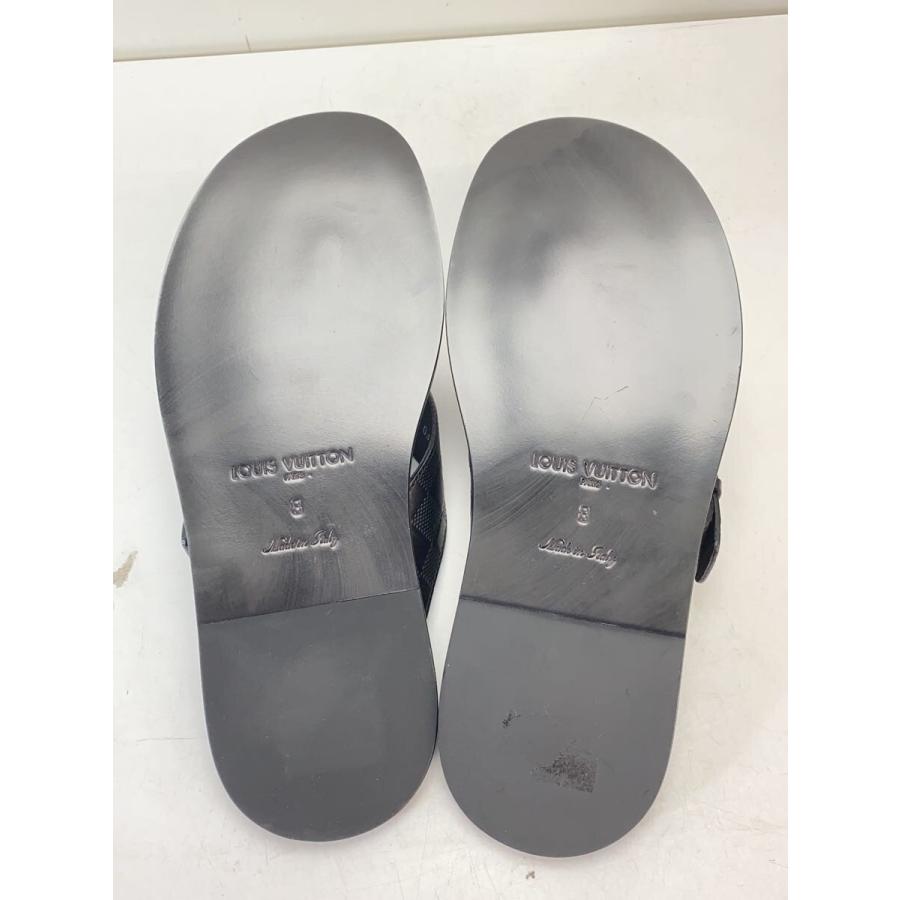 LOUIS VUITTON◇ダミエレザーサンダル/UK8/BLK/レザー/FD0173