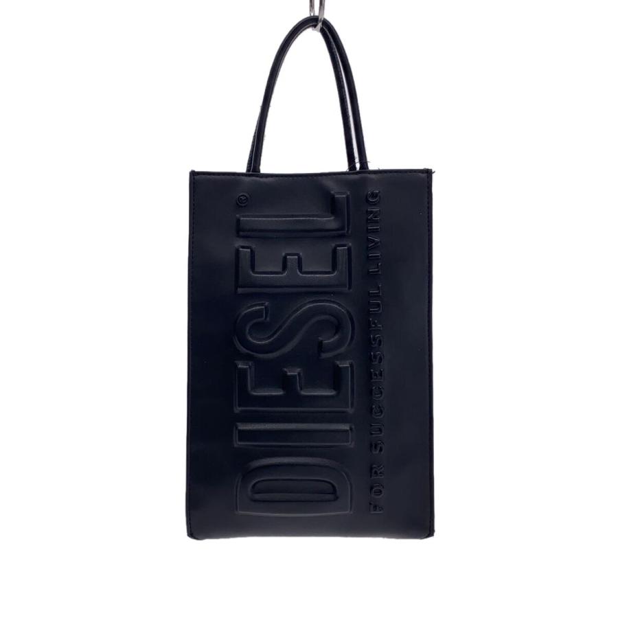 DIESEL◇ショルダーバッグ/スクエア/フェイクレザー/ブラック/ロゴ