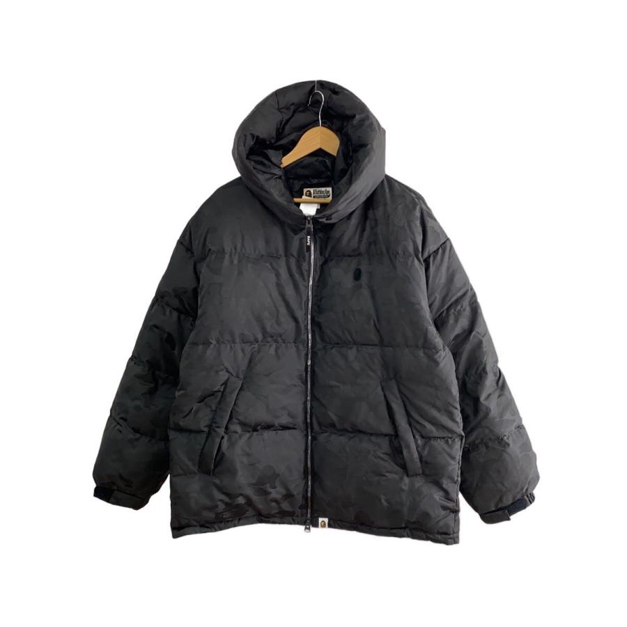 A BATHING APE ☆ 美品 ブラック カモフラ柄 ダウンジャケット A BATHING APE◇Camo Jacquard Down Jacket/ダウンジャケット/L