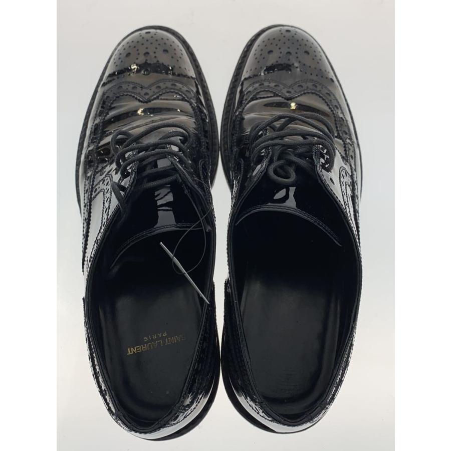 美品✨サンローランパリ シューズ ウィングチップ ブラック レースアップ SAINT LAURENT◇ウィングチップ/ドレスシューズ/39/BLK/エナメル