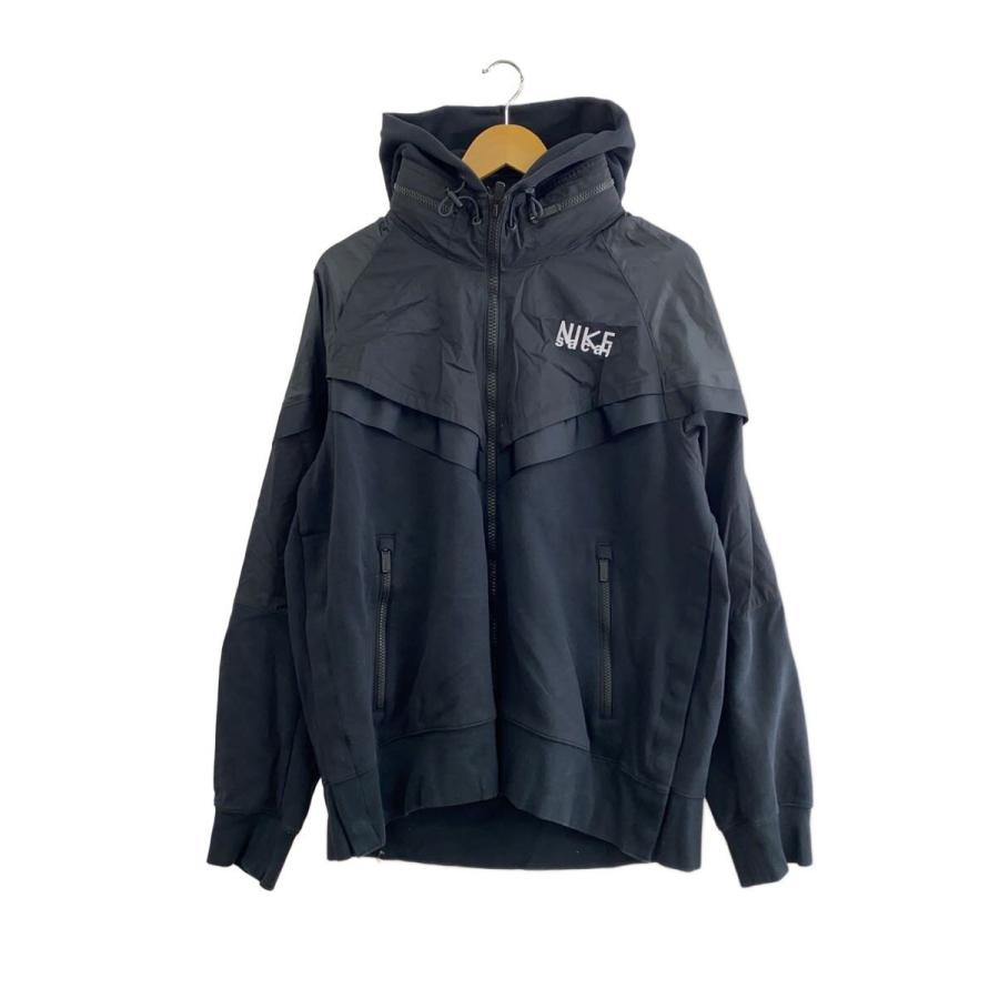 NIKE◇sacai×NIKE/Full-Zip Hoodie/XXL/コットン/BLK/DQ9030-010 