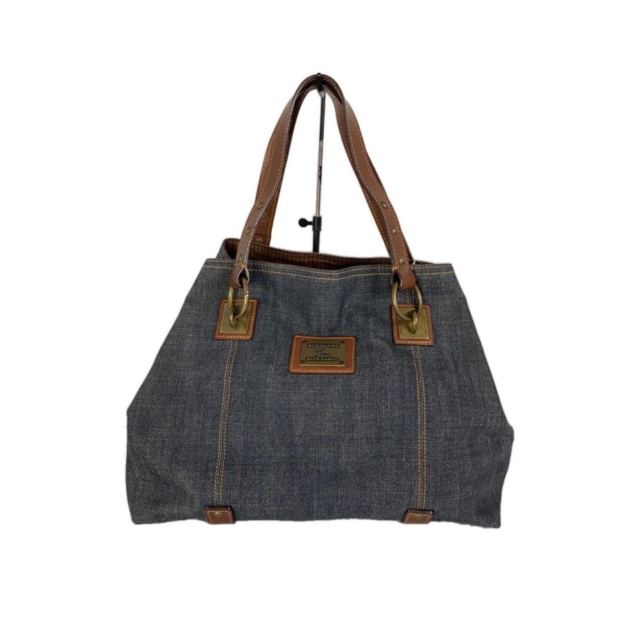 BURBERRY BLUE LABEL デニム ハンドバッグ BURBERRY BLUE LABEL◇トートバッグ/デニム/インディゴ/無地
