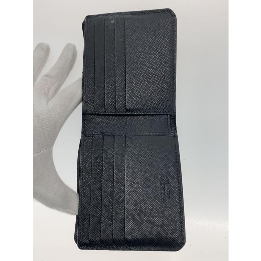 【美品】プラダ　メンズ　2つ折り　財布　ブラッシュド　レザー　ウォレット　黒 PRADA◇2つ折り財布/レザー/BLK/メンズ : セカンドストリートYahoo!店