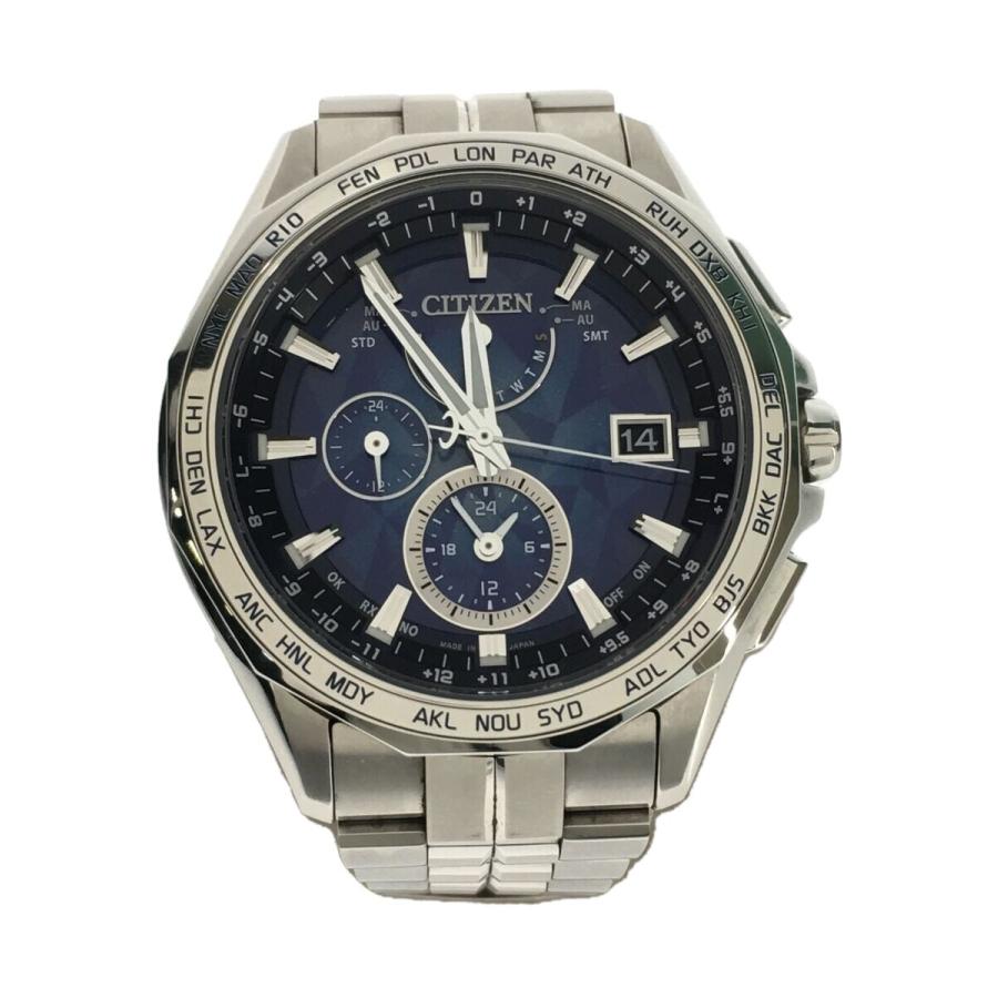 CITIZEN◇クォーツ腕時計/ATTESA/アナログ/NVY/SLV/AT9098-51L