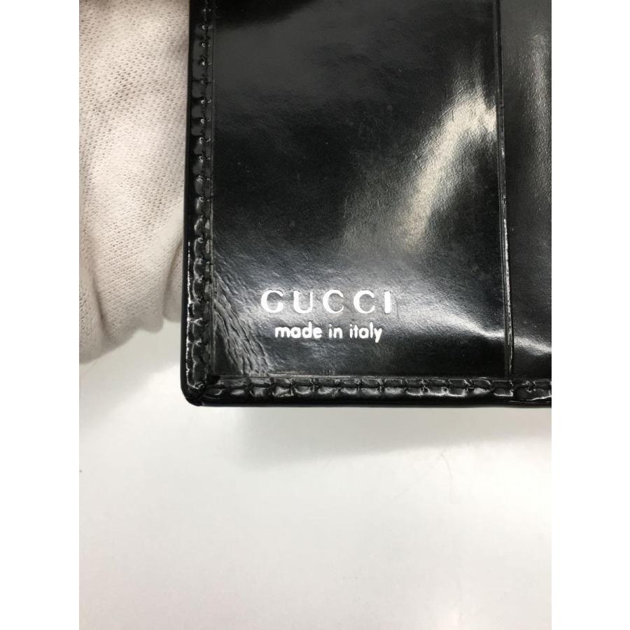 GUCCI◇2つ折り財布/エナメル/BLK/無地/レディース/035・2192 GUCCI◇2つ折り財布/エナメル/BLK/無地/レディース/035・2192