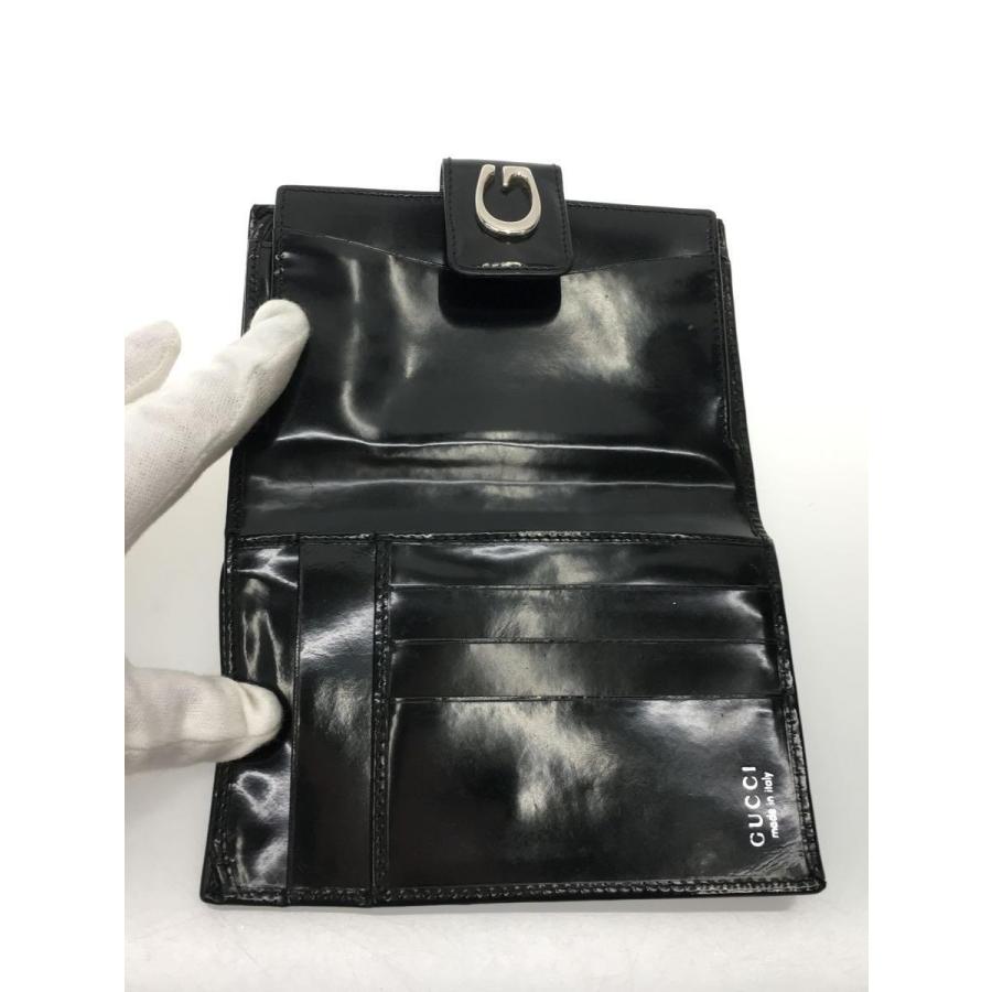 GUCCI◇2つ折り財布/エナメル/BLK/無地/レディース/035・2192 GUCCI◇2つ折り財布/エナメル/BLK/無地/レディース/035・2192