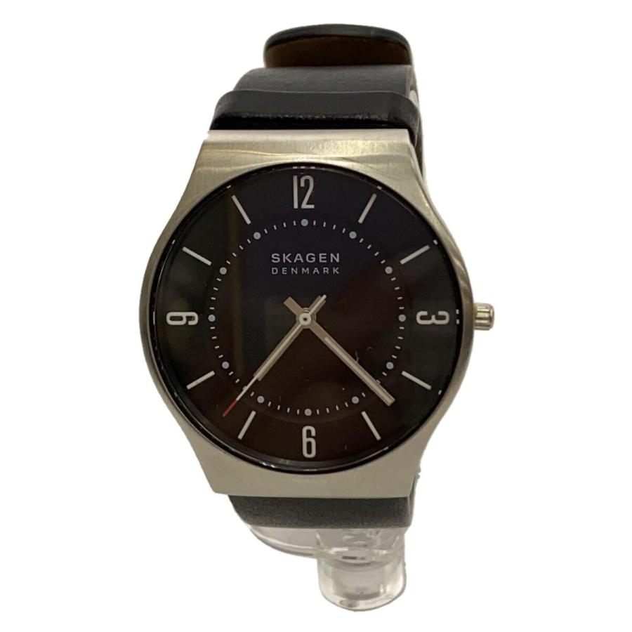SKAGEN◇クォーツ腕時計/アナログ/レザー/BLK/BLK/SKW6833 : セカンド