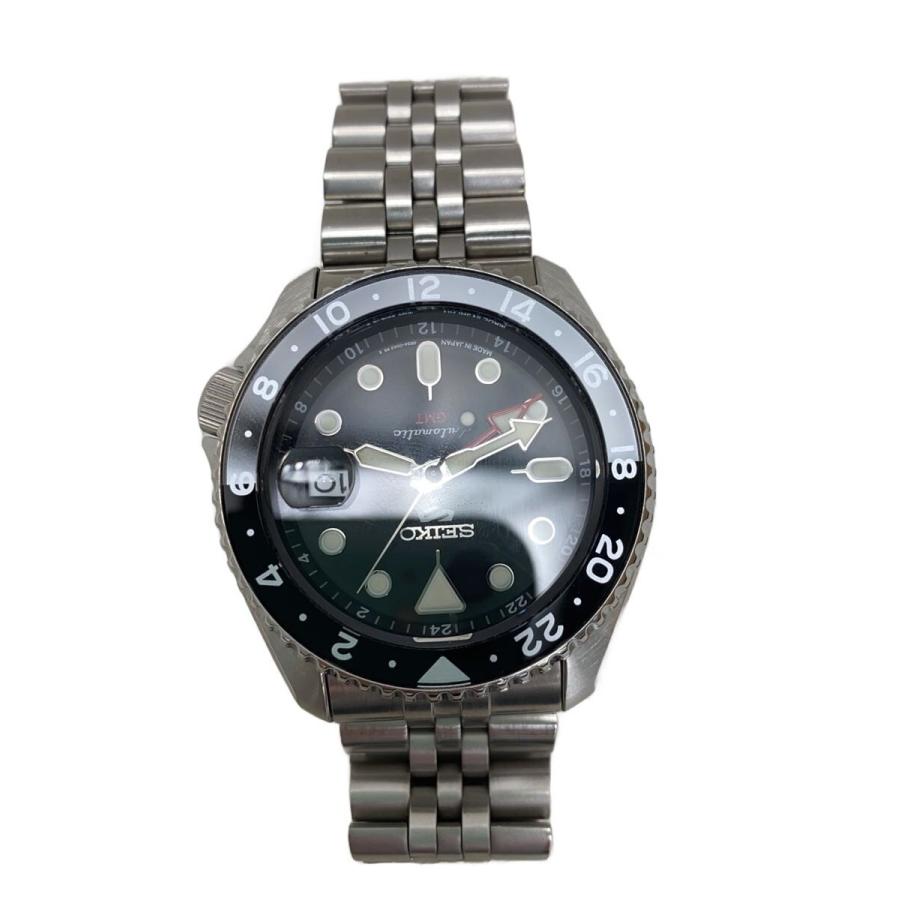 SEIKO◇GMT/5スポーツ SBSC001/自動巻腕時計/アナログ/ステンレス/BLK