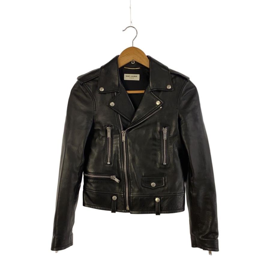 SAINT LAURENT◇ダブルライダースジャケット/34/レザー/BLK/L01