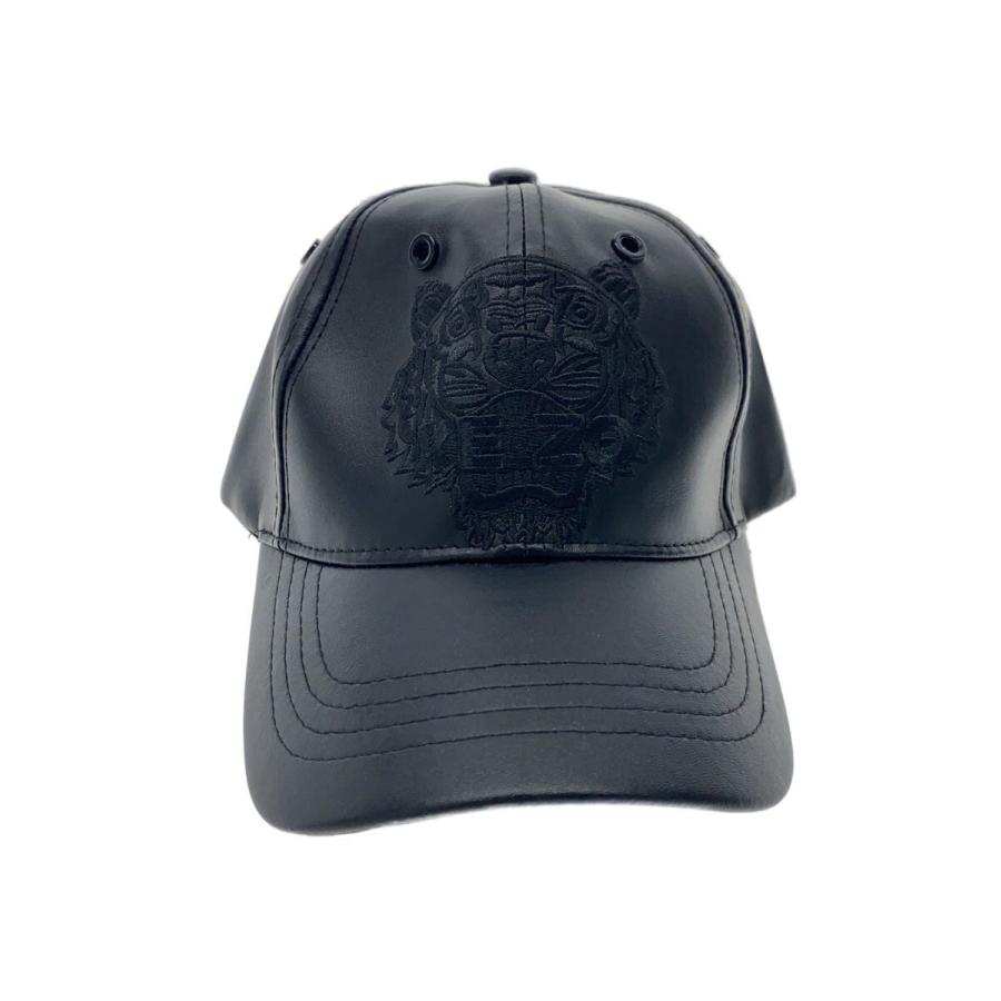 KENZO ブラックレザー キャップ KENZO◇タイガーキャップ/--/レザー/BLK/メンズ// : セカンド