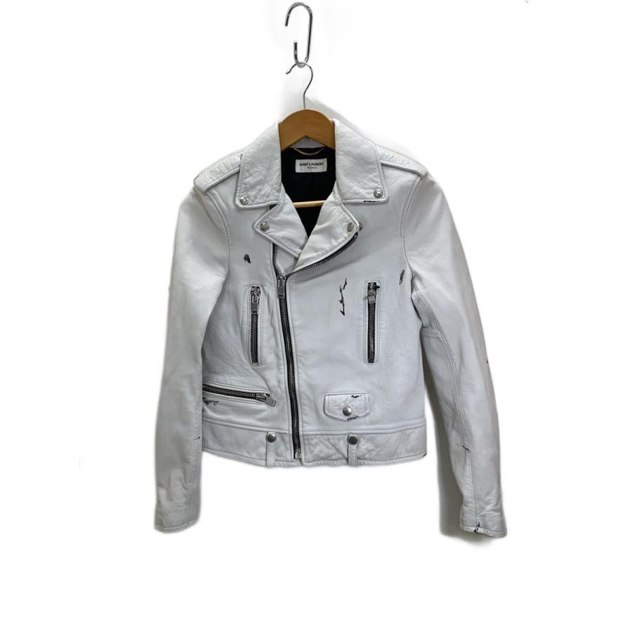SAINT LAURENT◇ダブルライダースジャケット/38/羊革/WHT/397287