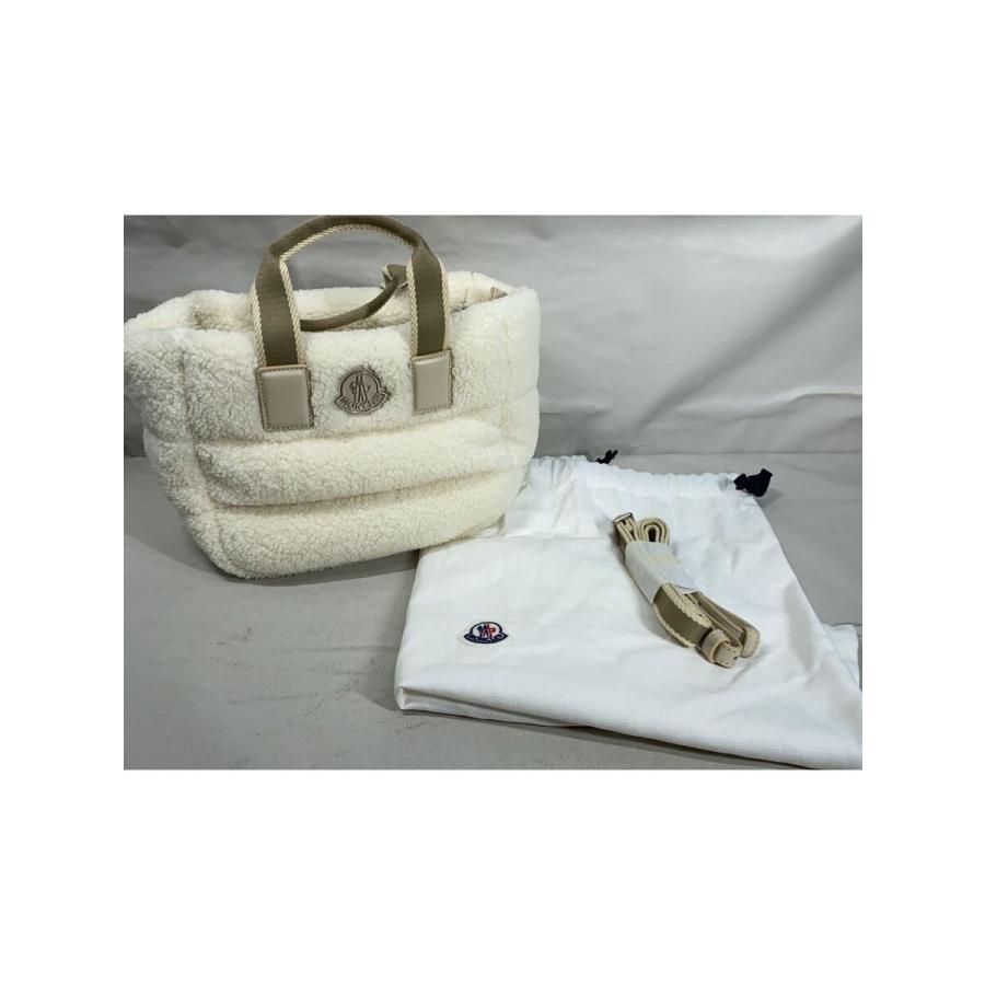 MONCLER◇MINI CARADOC/トートバッグ/ポリエステル/CRM/無地 MONCLER◇MINI CARADOC/トートバッグ/ポリエステル/CRM/無地