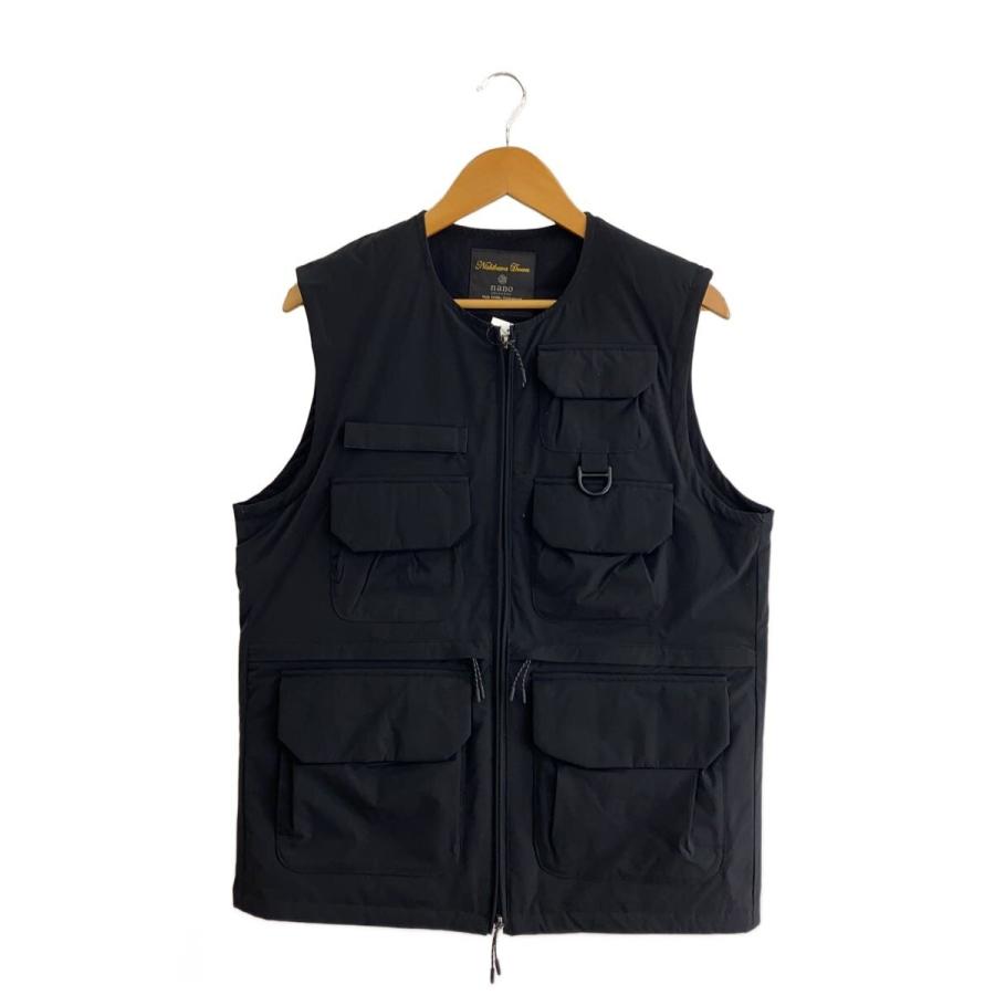 nano universe◇ダウンベスト/×西川ダウン/L/ポリエステル/ブラック