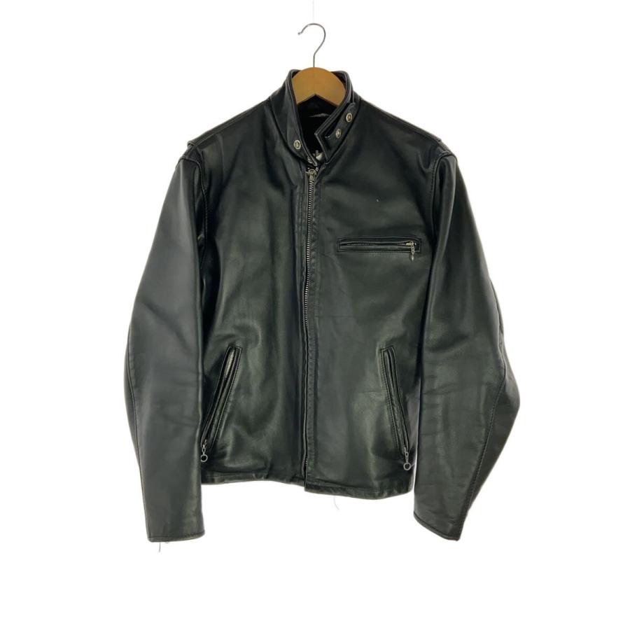 希少✨schott ライダースジャケット　シングル　ブラック　641 38 Schott◇シングルライダースジャケット/38/レザー/BLK/無地/641