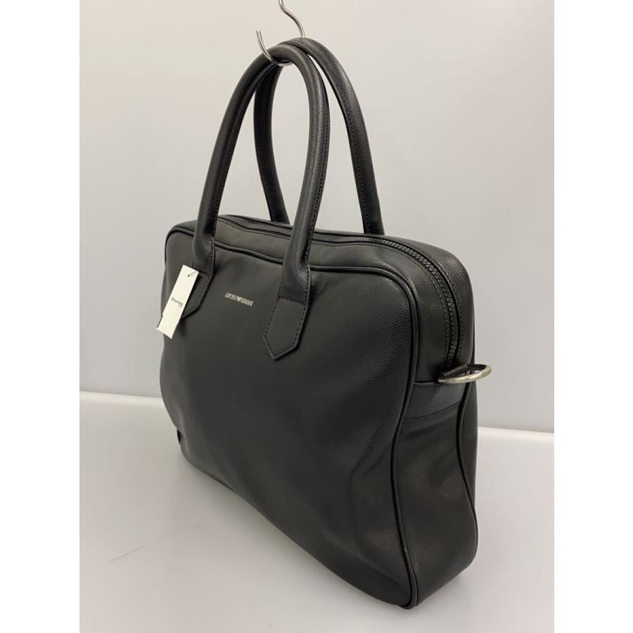 EMPORIO ARMANI◇ブリーフケース/レザー/BLK/無地 EMPORIO ARMANI 