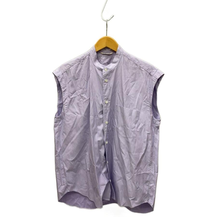 AURALEE◇19SS/ノースリーブシャツ/1/コットン/ブルー/ストライプ