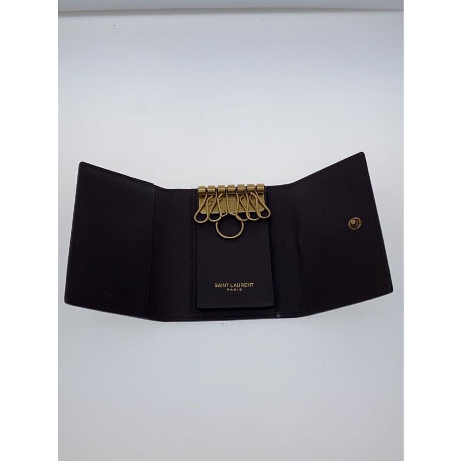 YVES SAINT LAURENT◇YSLロゴ6連/ロゴフラップ/キーケース/--/BRW
