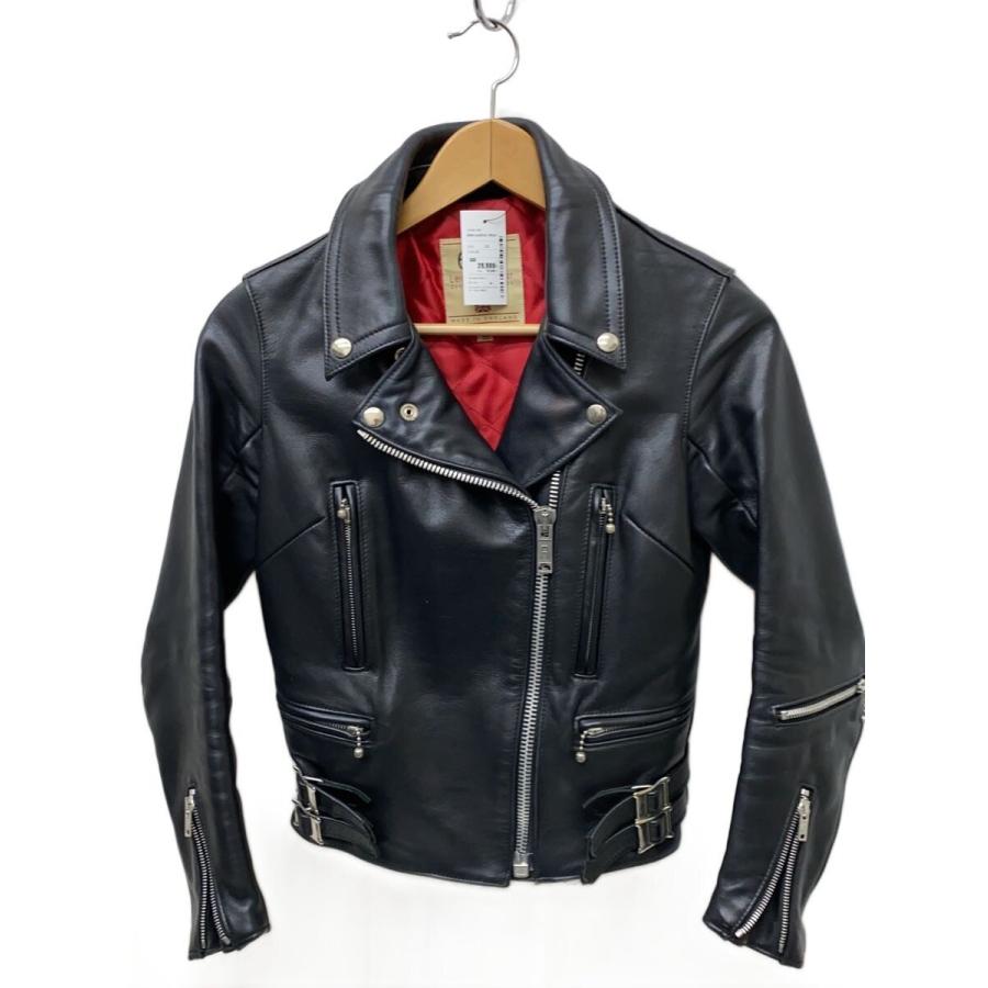 666ダブルライダース　32 666 Leather Wear◇ダブルライダースジャケット/32/レザー/BLK/無地