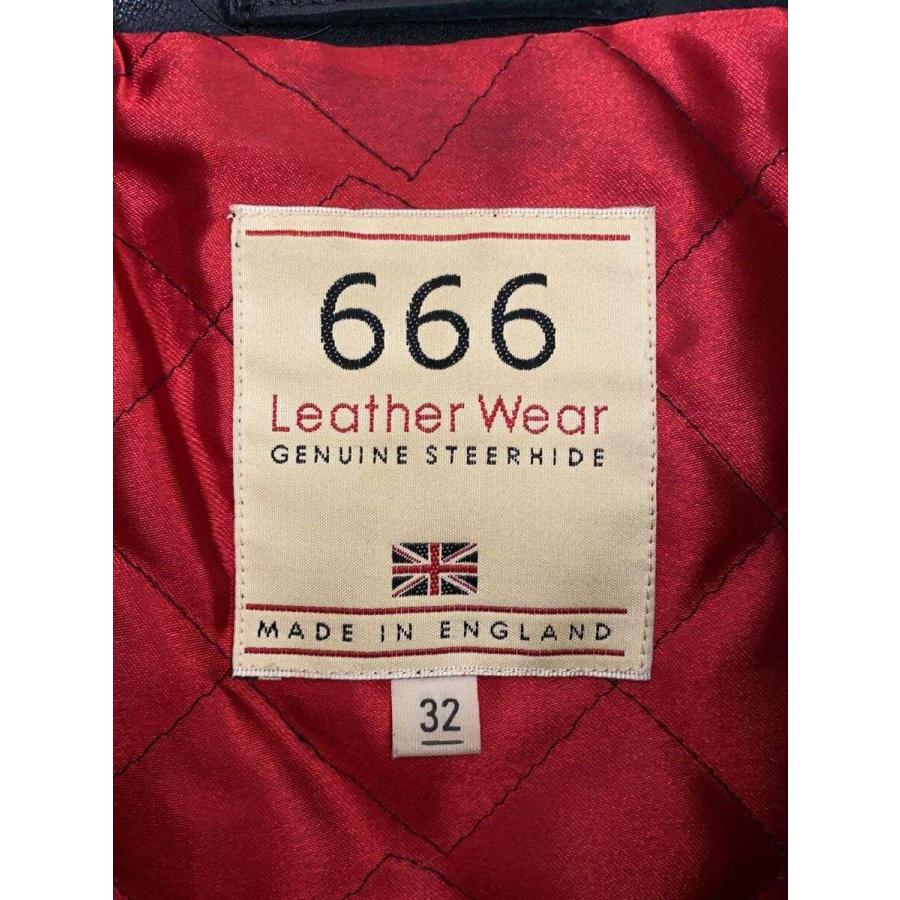 666 Leather Wear◇ダブルライダースジャケット/32/レザー/BLK/無地