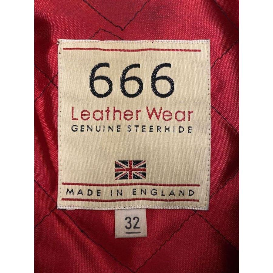 666 Leather Wear◇ダブルライダースジャケット/32/レザー/BLK/無地
