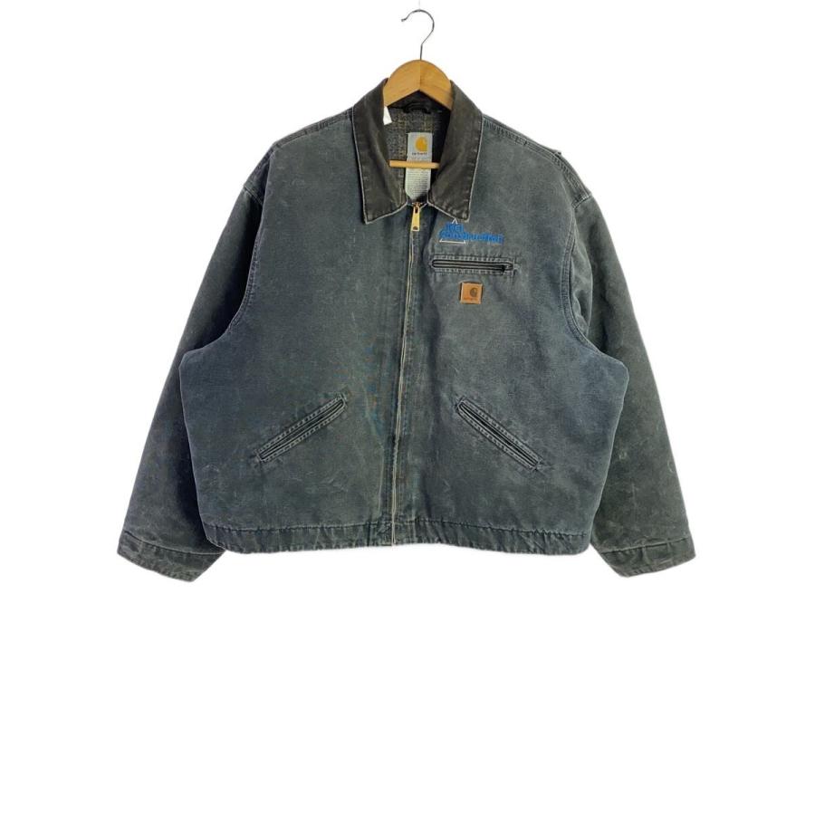 Carhartt◇ジャケット/XL/コットン/GRY/無地/企業ロゴ/刺繍/褪せ有り