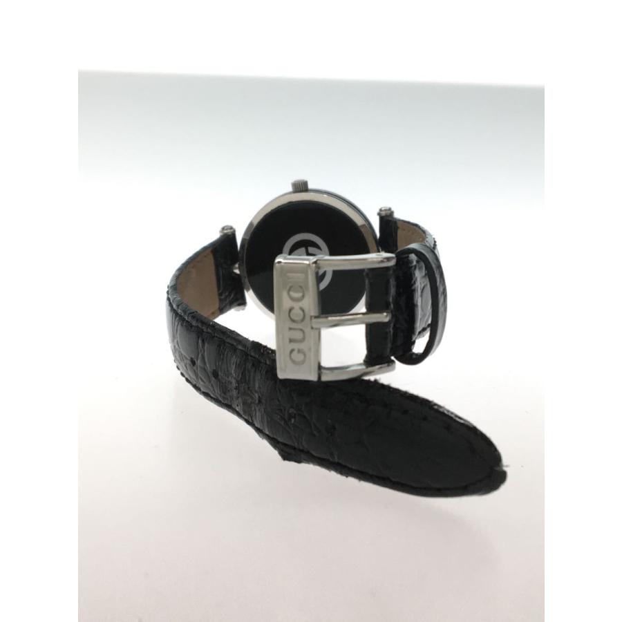 GUCCI◇クォーツ腕時計/アナログ/レザー/SLV/BLK//ローマン GUCCI◇クォーツ腕時計/アナログ/レザー/SLV/BLK//ローマン