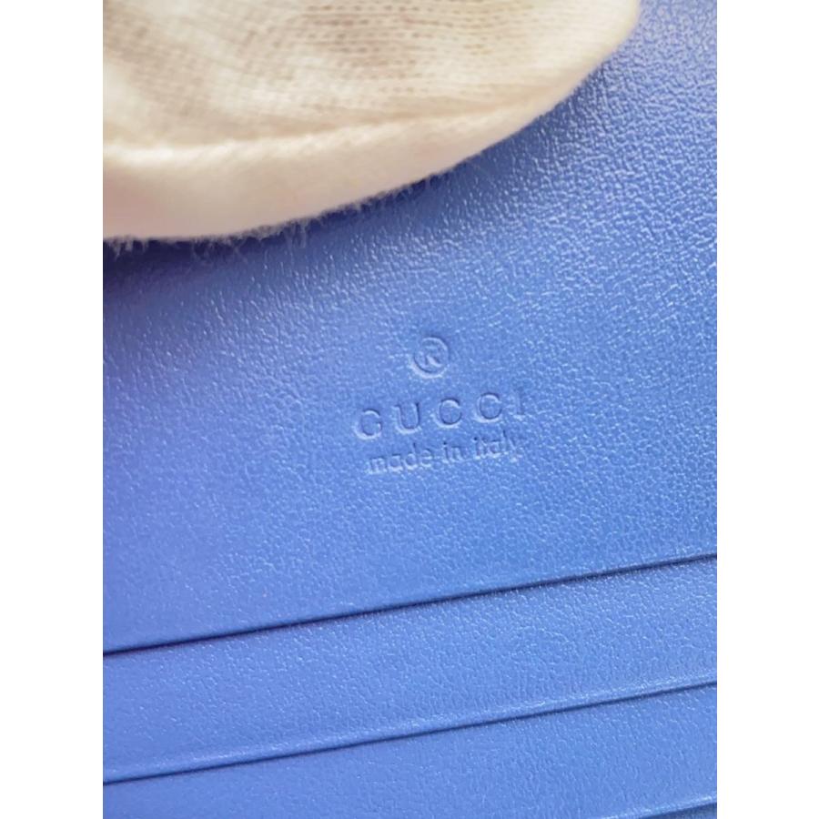 GUCCI◇2つ折り財布/レザー/BLU/無地/レディース/466492・2067
