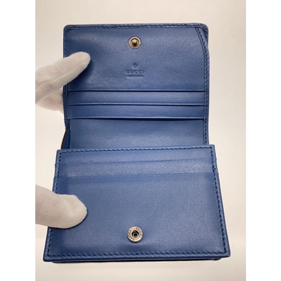 GUCCI◇2つ折り財布/レザー/BLU/無地/レディース/466492・2067